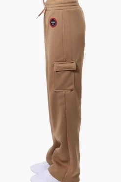 Fahrenheit Fleece Wide Leg Cargo Sweatpants - Camel
