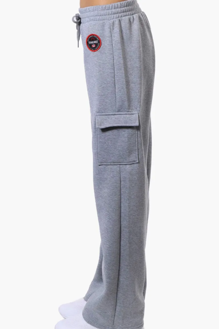 Fahrenheit Fleece Wide Leg Cargo Sweatpants - Grey