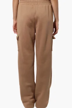 Fahrenheit Fleece Wide Leg Cargo Sweatpants - Camel