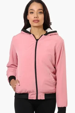 Fahrenheit Hooded Fleece Lined Windbreaker Lightweight Jacket - Pink
