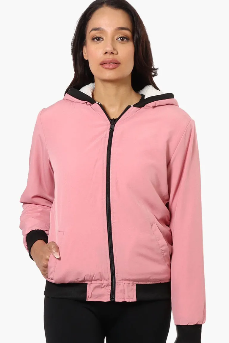 Fahrenheit Hooded Fleece Lined Windbreaker Lightweight Jacket - Pink