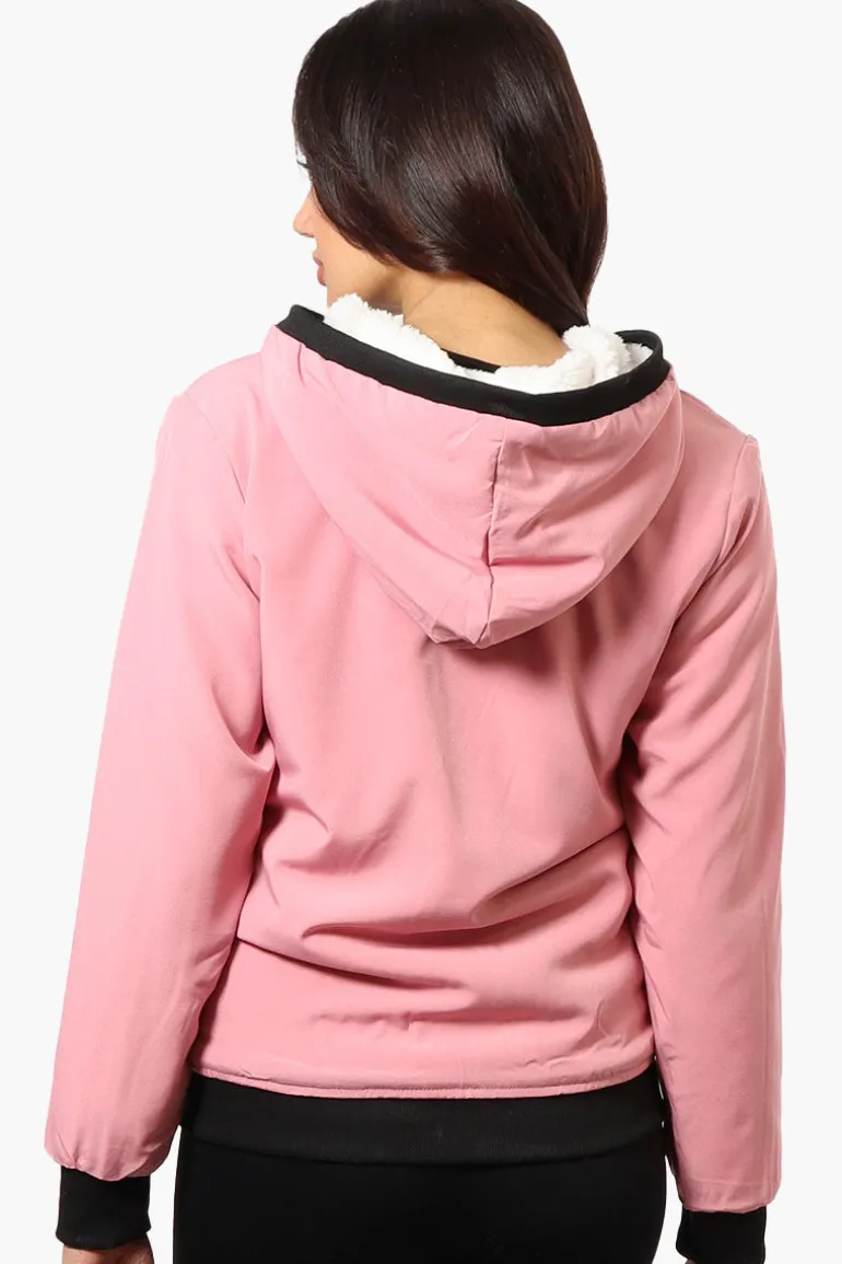 Fahrenheit Hooded Fleece Lined Windbreaker Lightweight Jacket - Pink