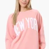 Fahrenheit London Print Fleece Crewneck Sweatshirt - Pink
