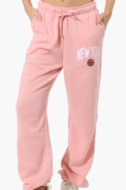 Fahrenheit London Print Fleece Joggers - Pink