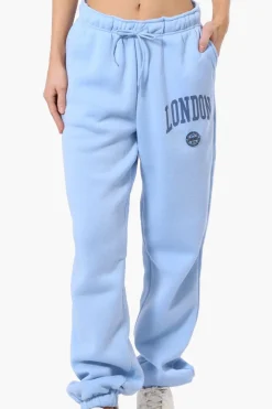 Fahrenheit London Print Fleece Joggers - Blue
