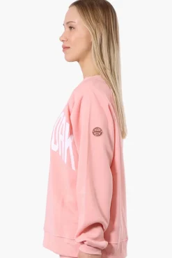 Fahrenheit London Print Fleece Crewneck Sweatshirt - Pink