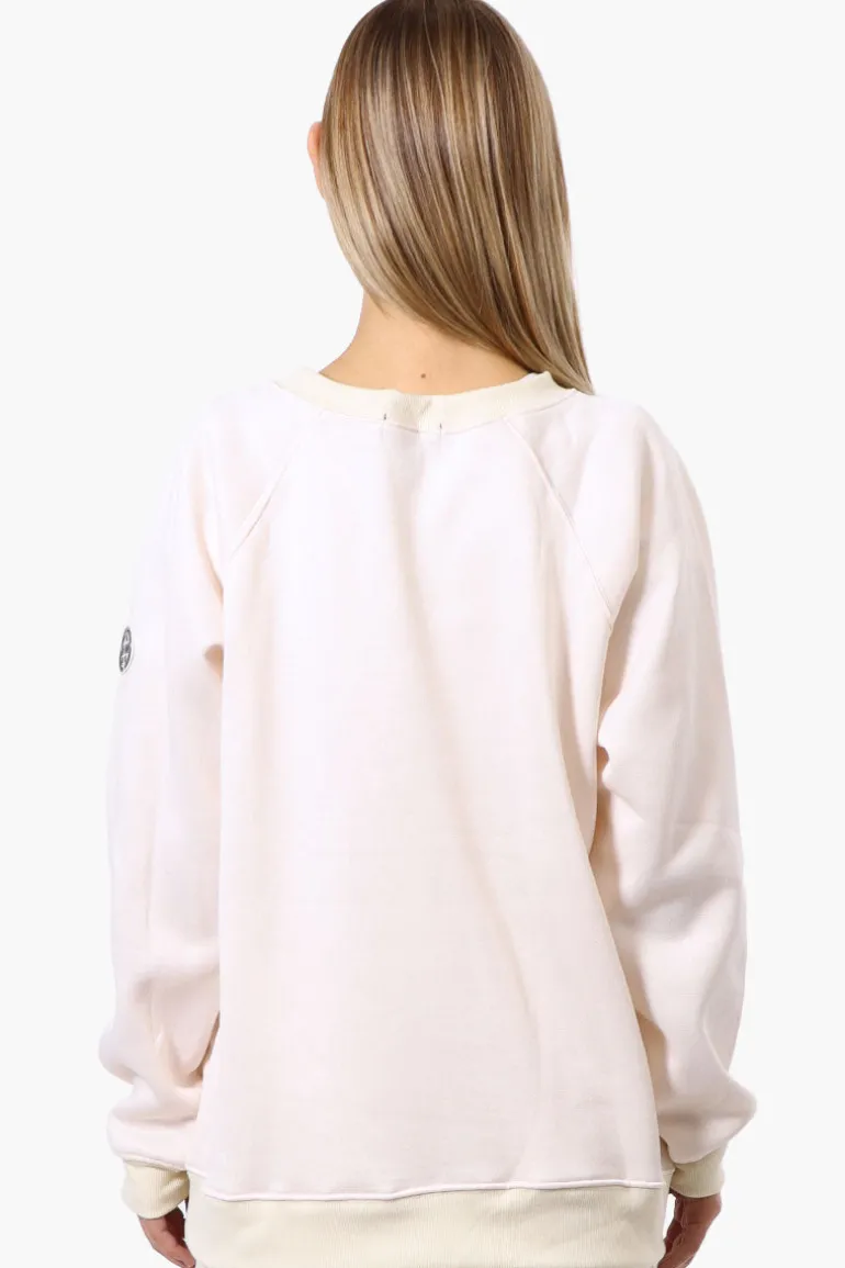 Fahrenheit London Print Fleece Crewneck Sweatshirt - Cream