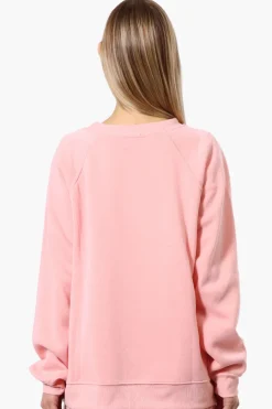 Fahrenheit London Print Fleece Crewneck Sweatshirt - Pink