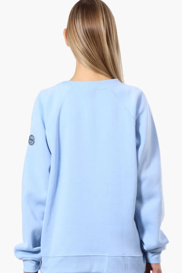 Fahrenheit London Print Fleece Crewneck Sweatshirt - Blue