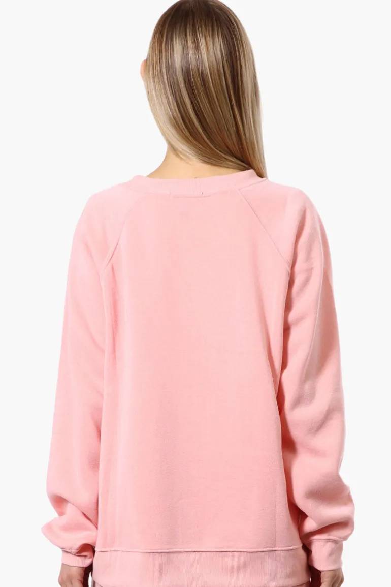Fahrenheit London Print Fleece Crewneck Sweatshirt - Pink