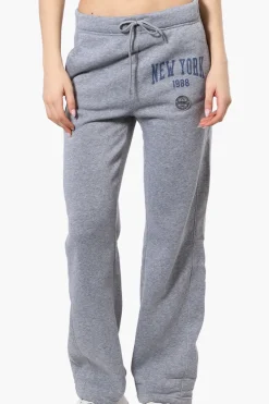Fahrenheit New York Print Fleece Sweatpants - Grey