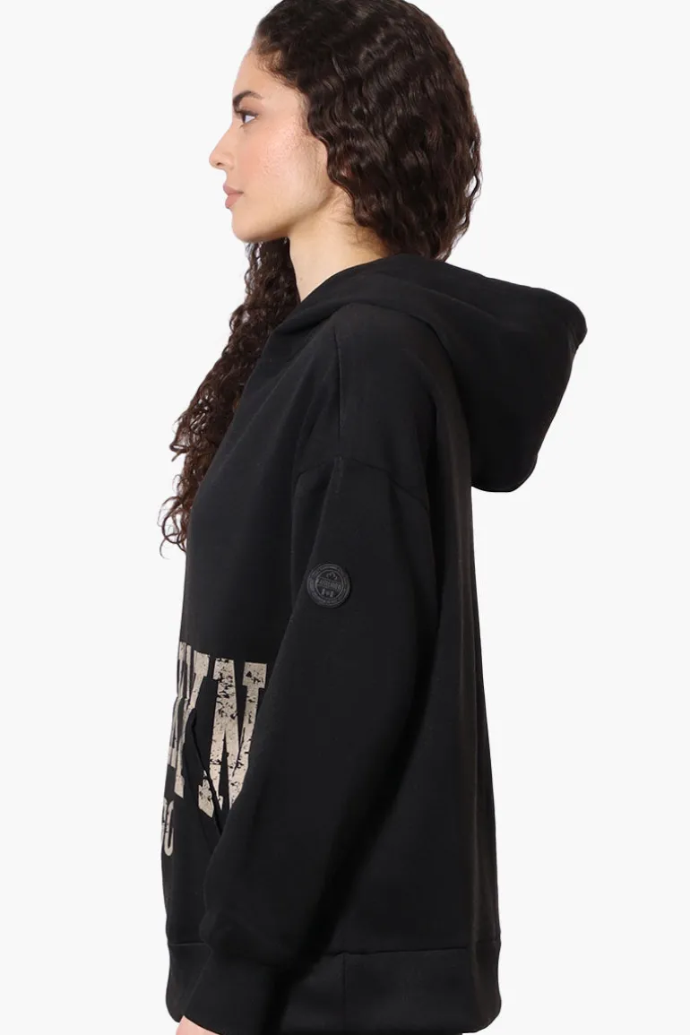 Fahrenheit Oversized Brooklyn Print Hoodie - Black