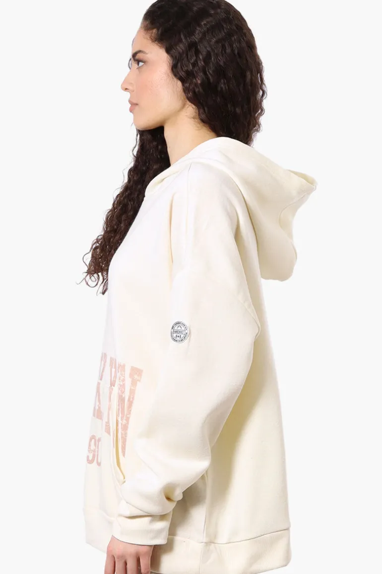 Fahrenheit Oversized Brooklyn Print Hoodie - Cream