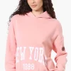 Fahrenheit Oversized New York Print Hoodie - Pink