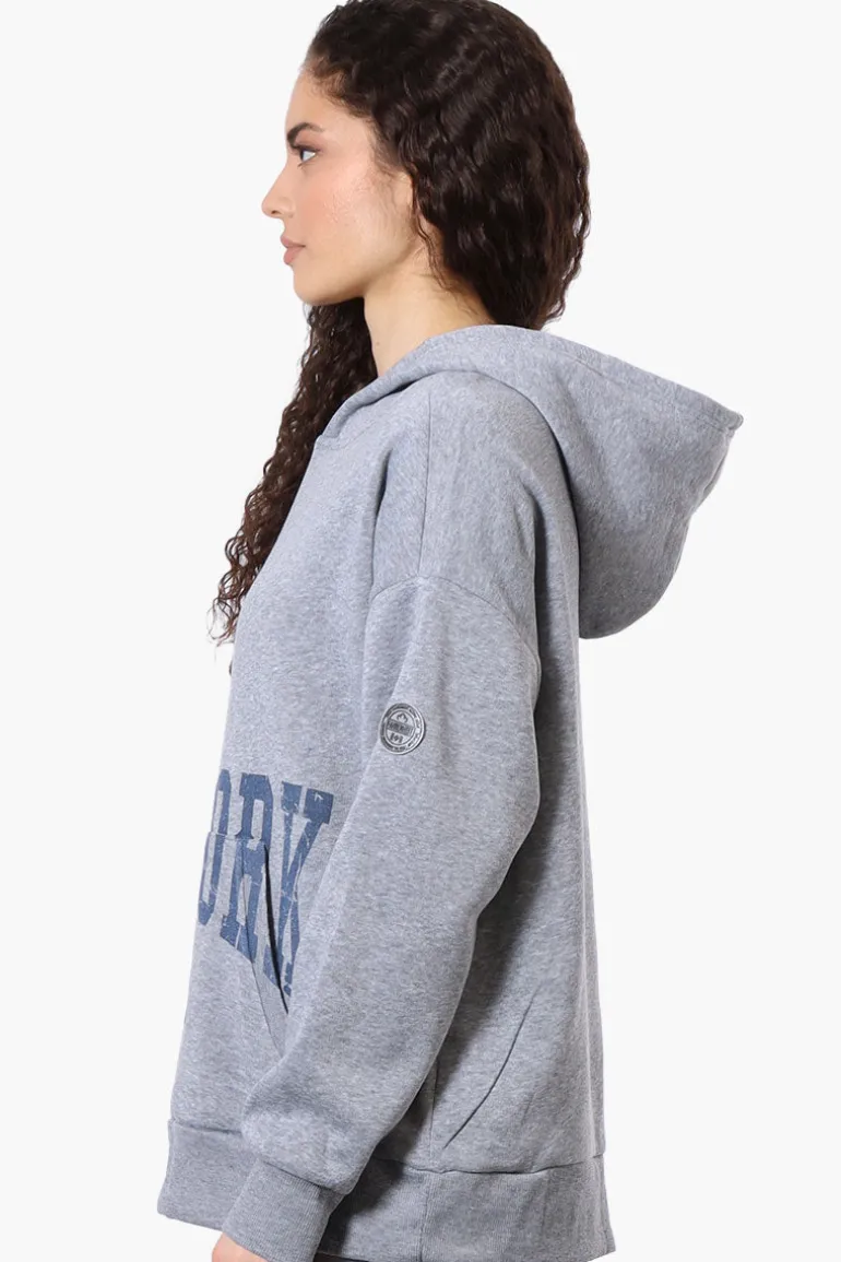 Fahrenheit Oversized New York Print Hoodie - Grey