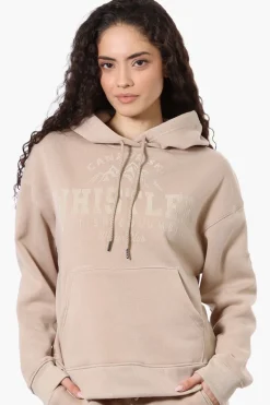 Fahrenheit Oversized Whistler Print Hoodie - Beige