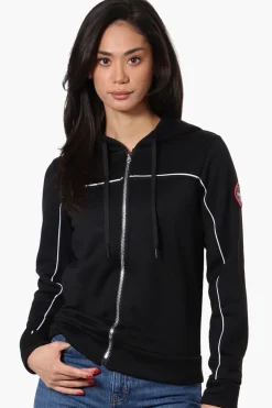 Fahrenheit Piping Detail Zip Up Hoodie - Black