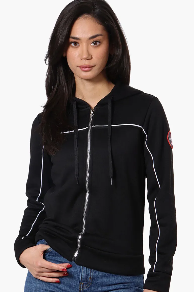 Fahrenheit Piping Detail Zip Up Hoodie - Black
