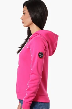Fahrenheit Piping Detail Zip Up Hoodie - Pink