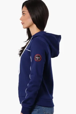 Fahrenheit Piping Detail Zip Up Hoodie - Navy