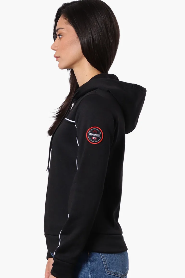 Fahrenheit Piping Detail Zip Up Hoodie - Black