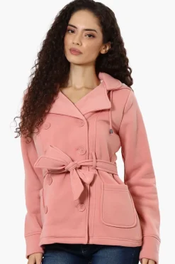 Fahrenheit Sherpa Lined Double Breasted Lightweight Jacket - Pink