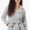 Fahrenheit Sherpa Lined Double Breasted Lightweight Jacket - Grey