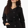 Fahrenheit Sherpa Lined Double Breasted Lightweight Jacket - Black