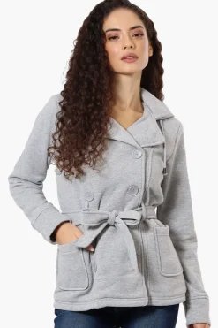 Fahrenheit Sherpa Lined Double Breasted Lightweight Jacket - Grey