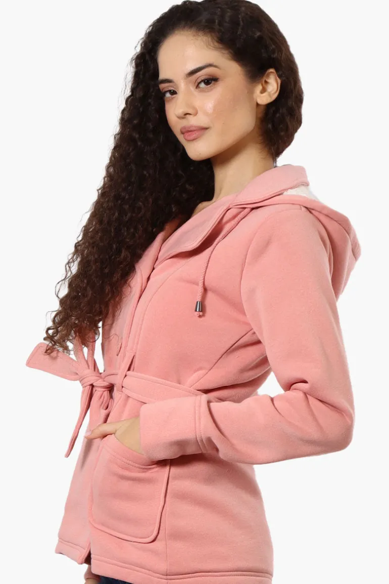 Fahrenheit Sherpa Lined Double Breasted Lightweight Jacket - Pink