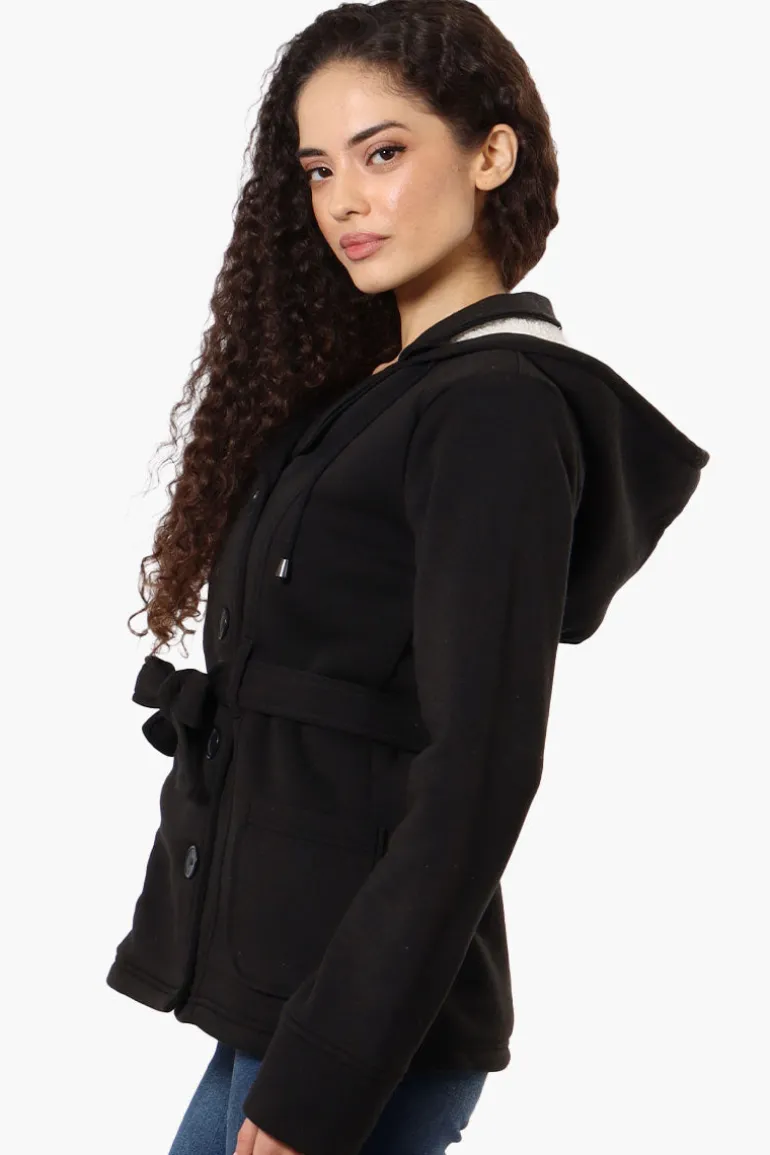 Fahrenheit Sherpa Lined Double Breasted Lightweight Jacket - Black