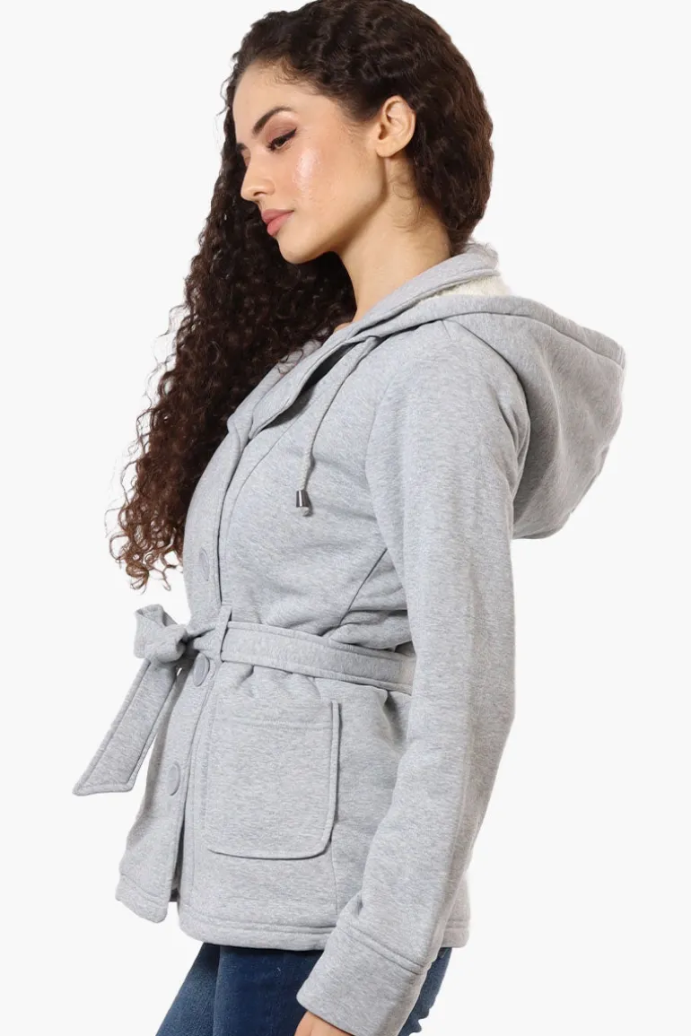 Fahrenheit Sherpa Lined Double Breasted Lightweight Jacket - Grey