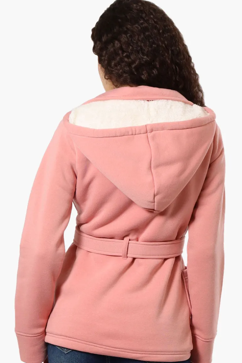 Fahrenheit Sherpa Lined Double Breasted Lightweight Jacket - Pink
