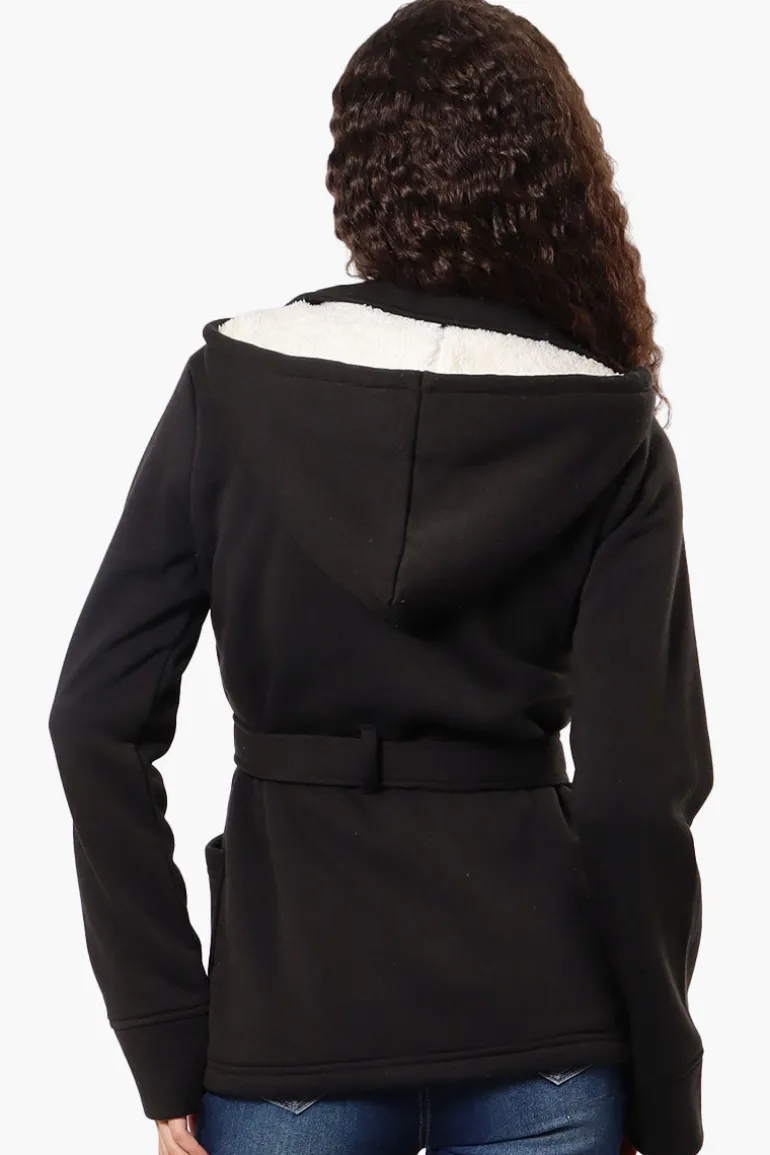 Fahrenheit Sherpa Lined Double Breasted Lightweight Jacket - Black