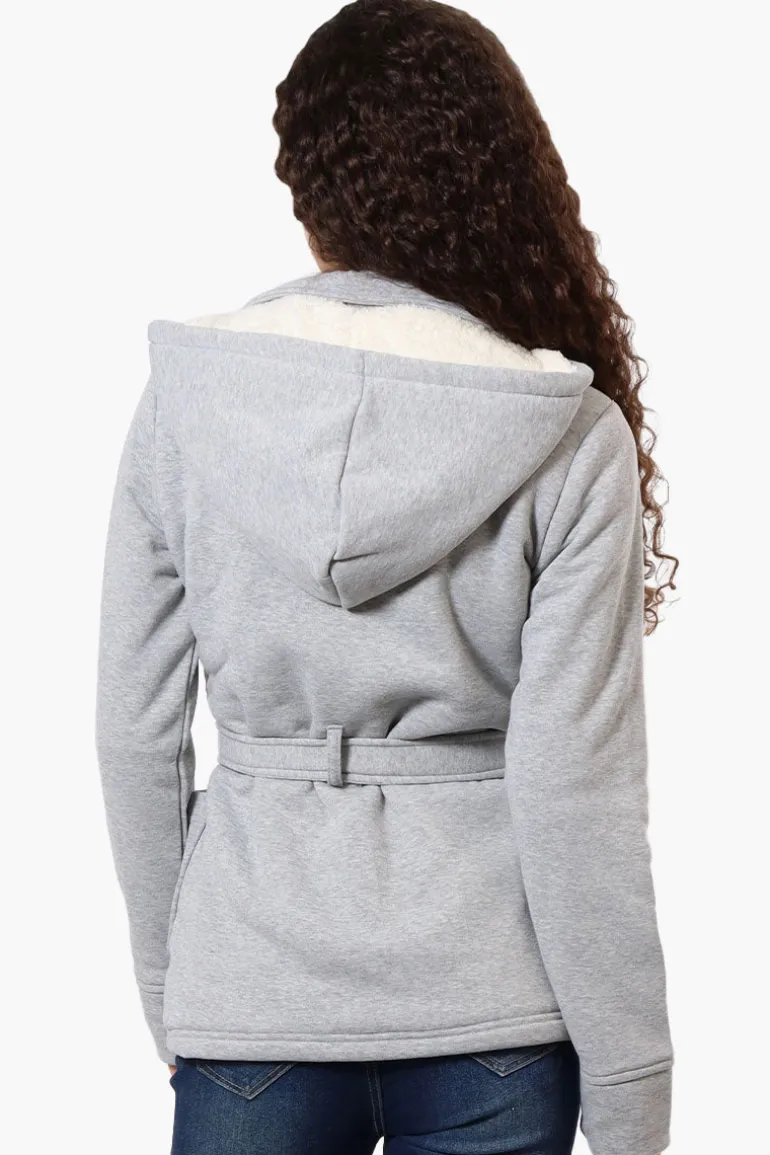 Fahrenheit Sherpa Lined Double Breasted Lightweight Jacket - Grey