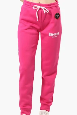 Fahrenheit Tie Waist Brooklyn Print Joggers - Pink