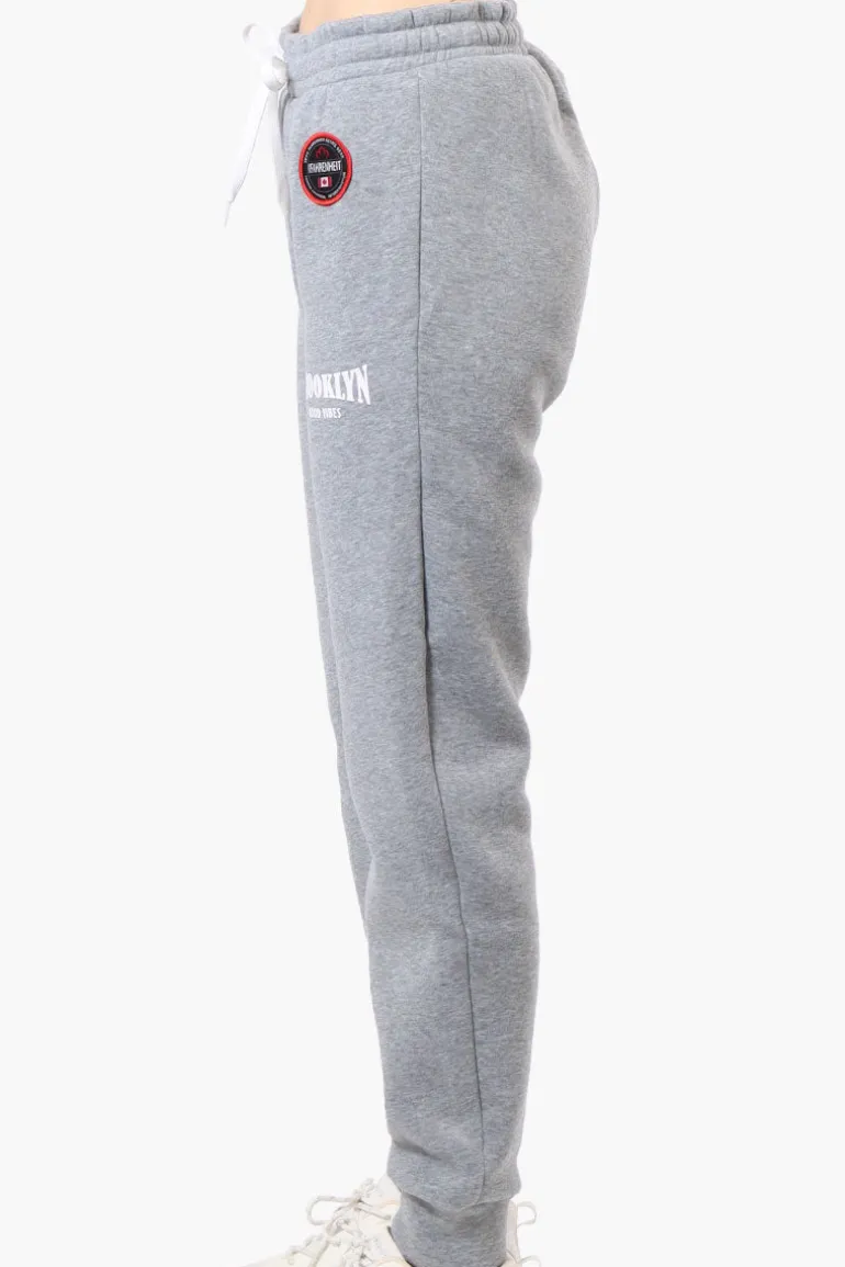 Fahrenheit Tie Waist Brooklyn Print Joggers - Grey
