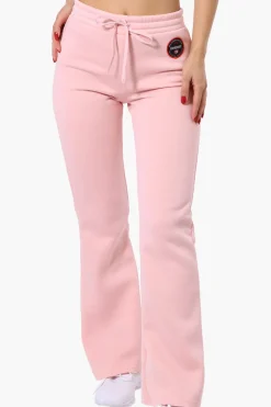 Fahrenheit Tie Waist Flared Sweatpants - Pink