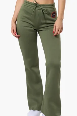 Fahrenheit Tie Waist Flared Sweatpants - Olive