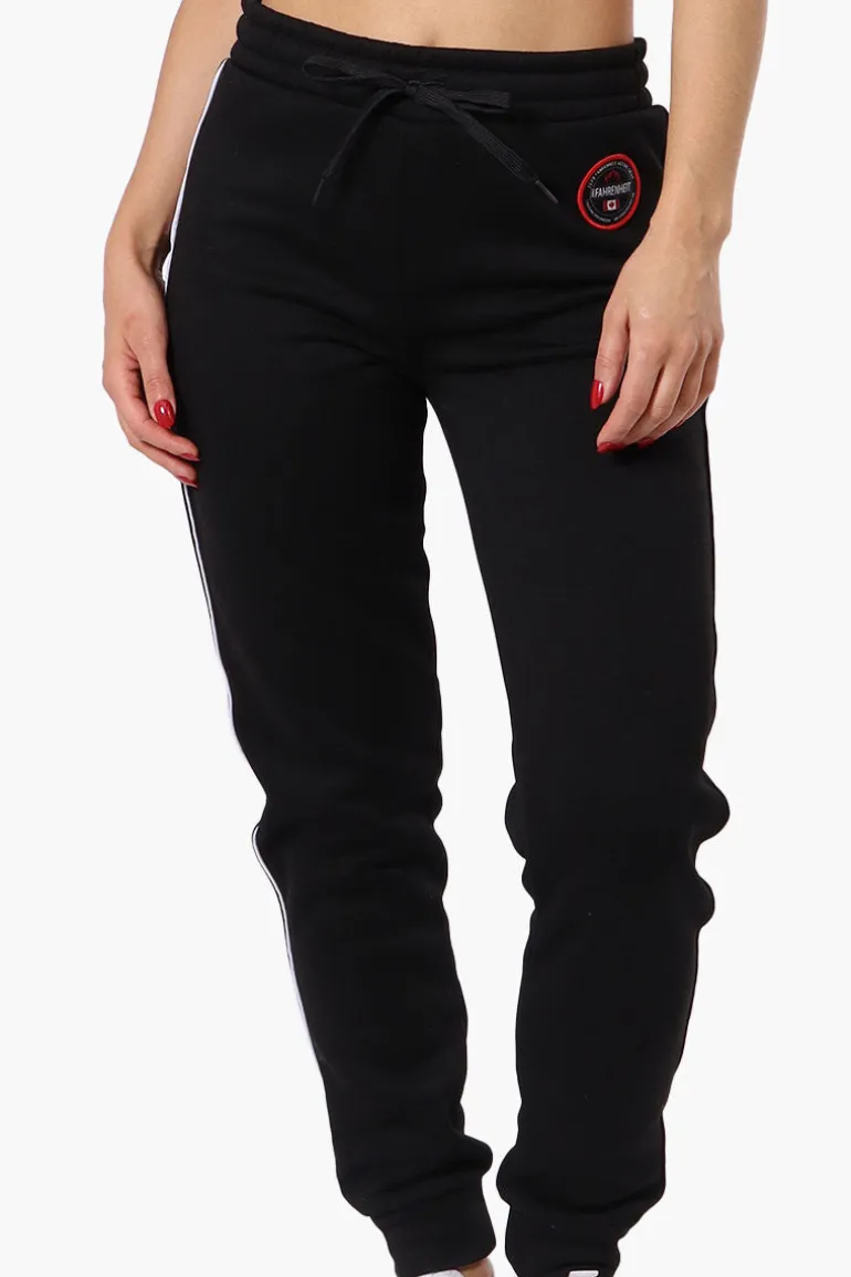 Fahrenheit Tie Waist Side Piping Joggers - Black