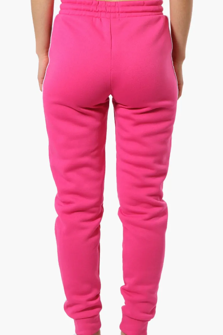 Fahrenheit Tie Waist Side Piping Joggers - Pink