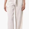 Helium Belted Linen Cargo Pants - White