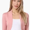 Impress 3/4 Sleeve Open Shrug Cardigan - Pink