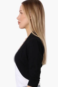 Impress 3/4 Sleeve Open Shrug Cardigan - Black