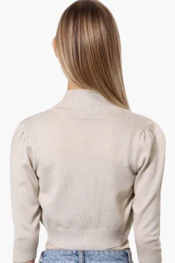 Impress 3/4 Sleeve Open Shrug Cardigan - Beige