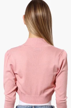 Impress 3/4 Sleeve Open Shrug Cardigan - Pink