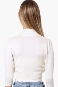 Impress 3/4 Sleeve Open Shrug Cardigan - White