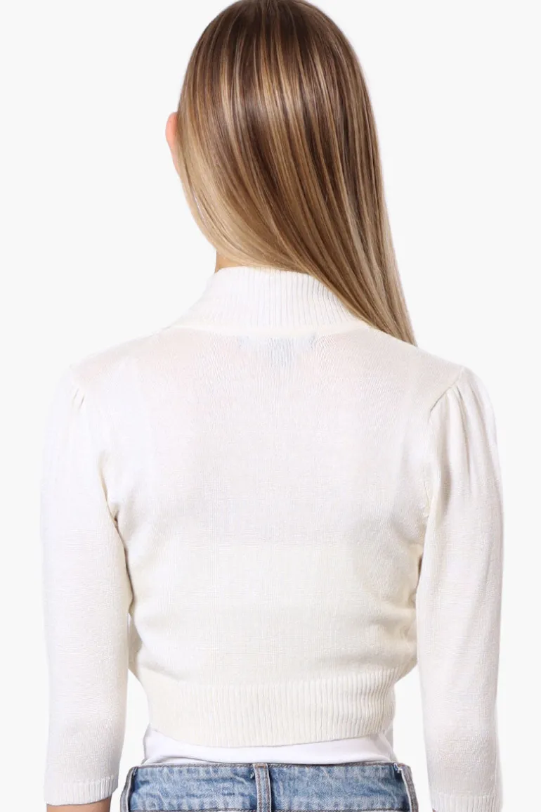 Impress 3/4 Sleeve Open Shrug Cardigan - White