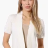 Impress Cap Sleeve Open Shrug Cardigan - White