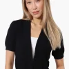 Impress Cap Sleeve Open Shrug Cardigan - Black